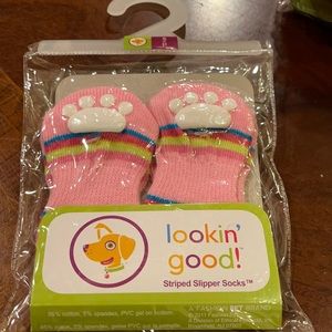 Lookin Good Dog Pink Slipper Socks Xs & small NWT